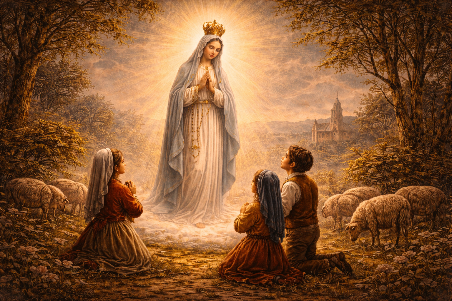Renaissance depiction of Marian apparition - Blessed Virgin Mary in divine light
